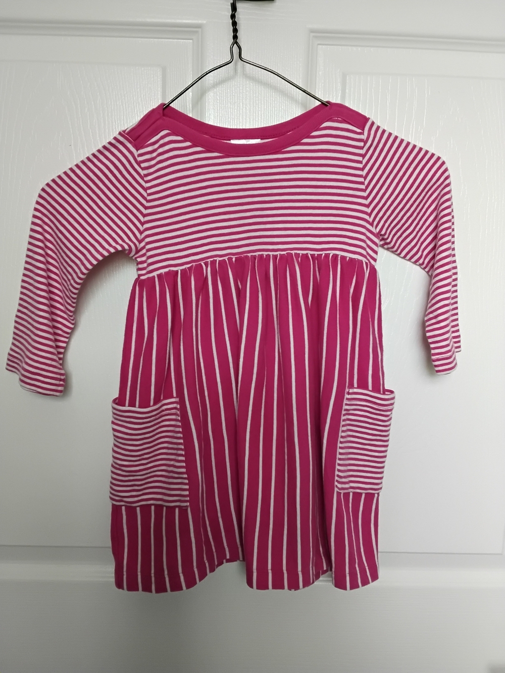 HANNAH ANDERSON Girls' Pink Striped Long-Sleeve Pocket Dress